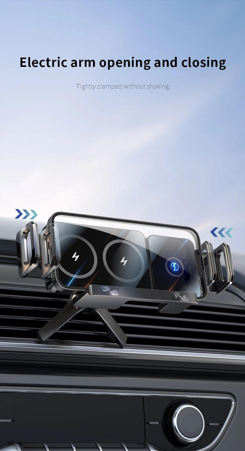 New 15W Wireless Fast Car Charger Mount Gravity Car Phone Holder For Samsung Automatic Rotating Universal Phone Charging Stand