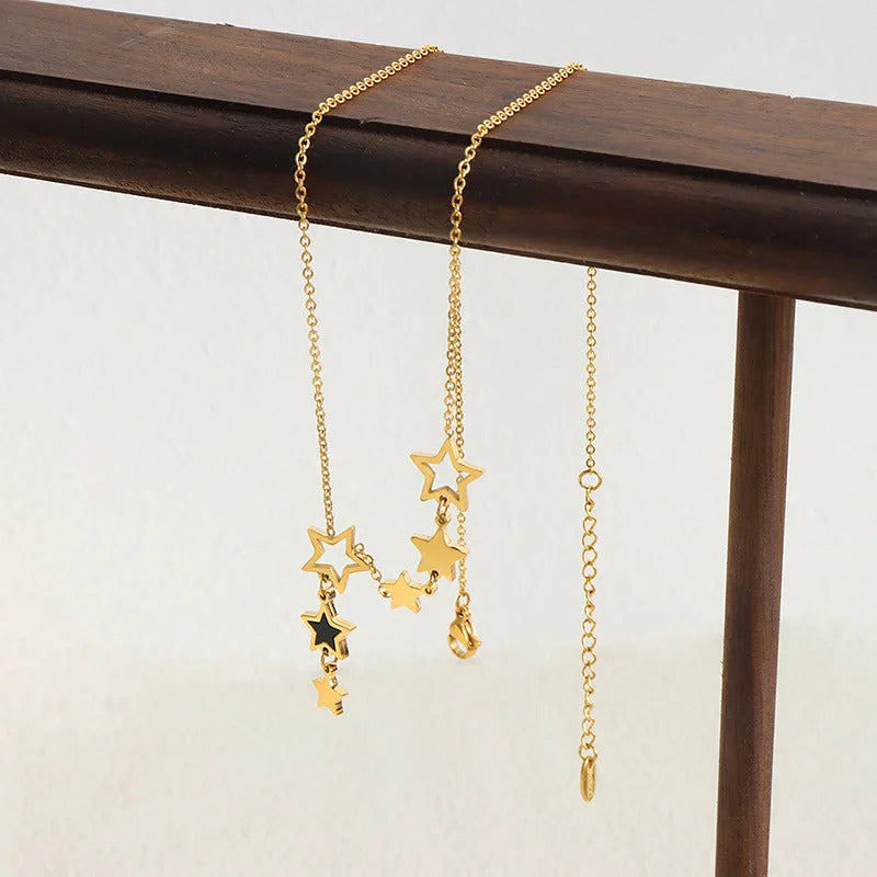 Trendy Star Pendant Necklace for Women High Quality Stainless Steel Gold Plated Chain Black Acrylic Fashion Jewelry Accesories