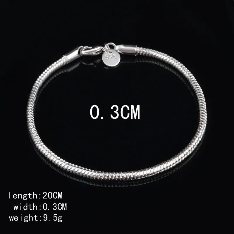New High quality 925 Sterling Silver 4MM Women Men chain Male Twisted Rope Bracelets Fashion Silver Jewelry