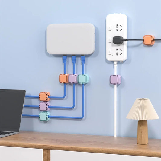 Colorful 6 PCS Magnetic Cable Clips Cable Smooth Adjustable Cord Holder Under Desk Cable Management Wire Keeper Cables Organizer