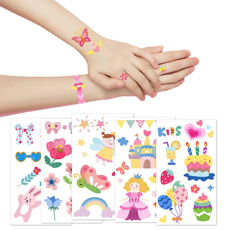 10 Pack Fake Tattoo Stickers Cartoon Temporary Tattoos Kids Arms Diy Body Art Cartoon Collection Mermaid Animals Astronaut