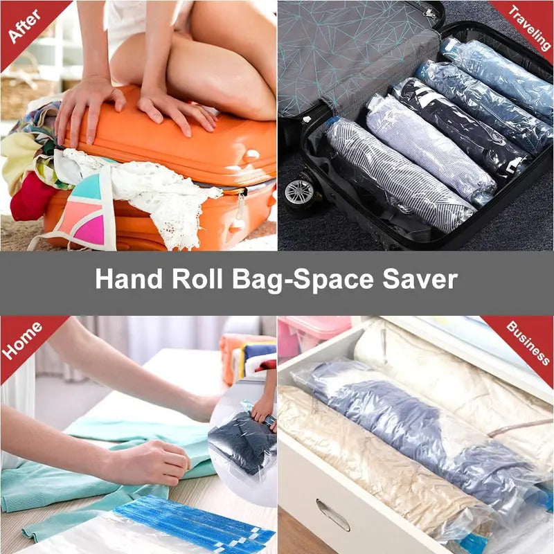 Convenient Vacuum Bag Roll-up Travel Compression Bags for Clothes Luggage Space Saver Packing Suitcases