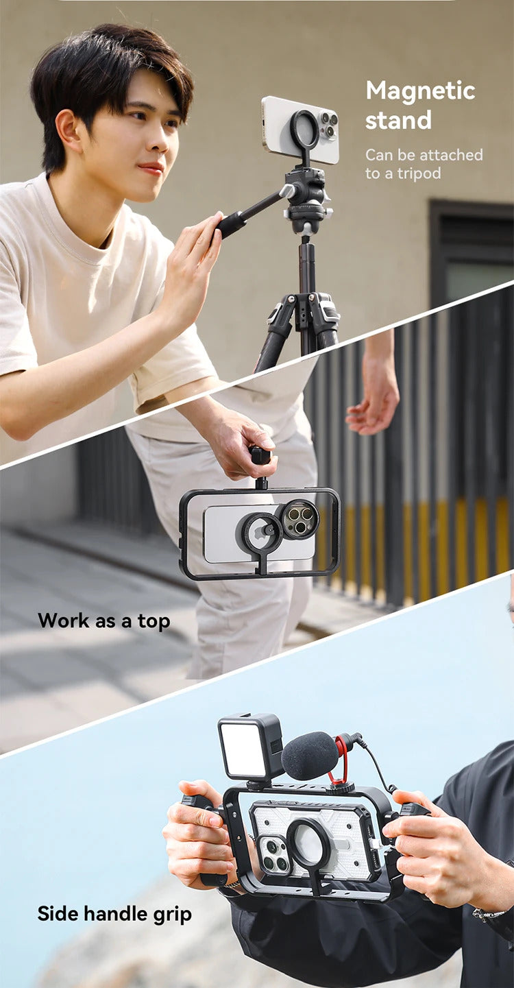 Ulanzi MG-001 Universal Magsafe Phone Cage With Dual Handle Grip Rig Portable Case Stabilizer for Filmmaking Vlog Videomaker Kit