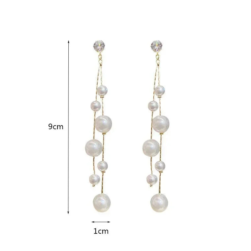 Large and Small Imitation Pearl Dangle Earrings for Women Beads Tassel Long Drop Earring Wedding Earrings Jewelry Серьги 2023