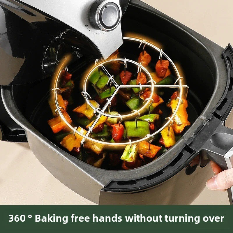 Stainless Steel Skewer Rack Grill Air Fryer Oven New Model Round Vertical 24-Skewer Hanging Grill Oven