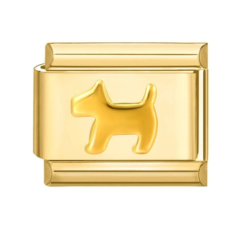 Fashion Pet Heart Flowers Sun Moon Zircon Gold Color Italian Charm Links Stainless Steel Fit 9mm Bracelet Jewelry DIY Making