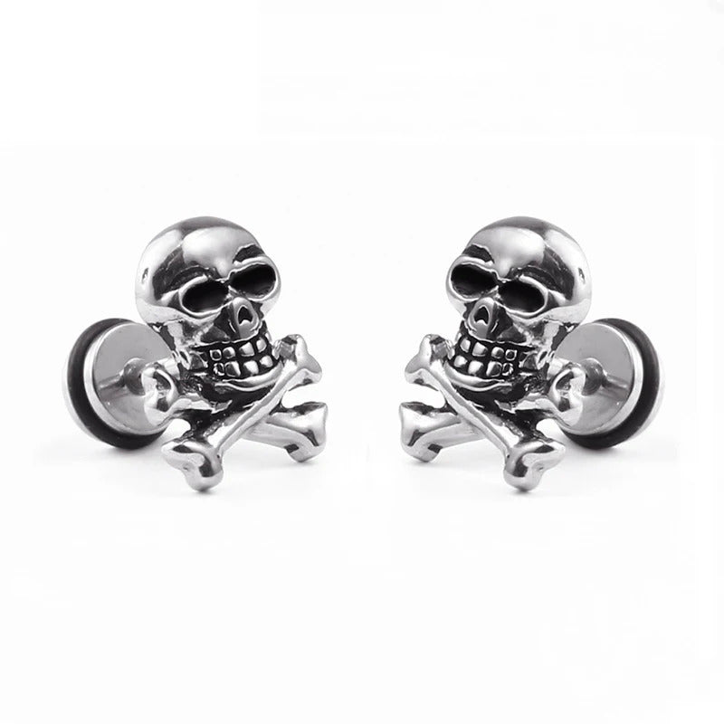 2023 Punk Stainless Surgical Steel Women Men's Stud Earrings Small Gothic Geometry Skeleton Rock Zircon Hip Hop Jewelry Earrings