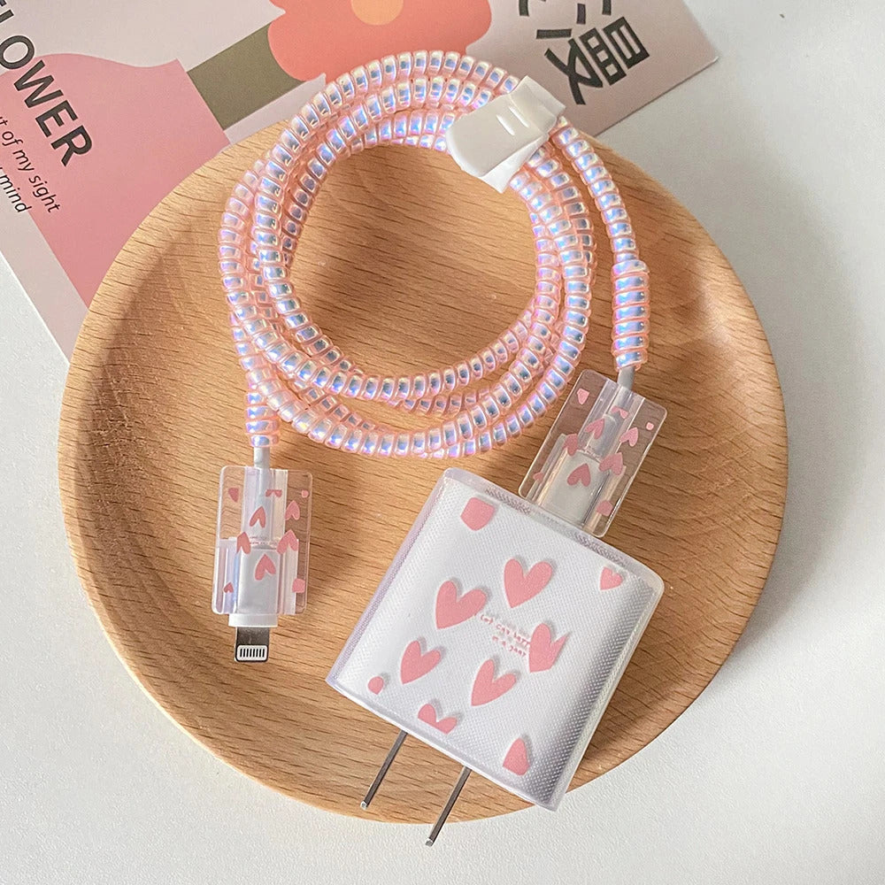 USB Cable Protection For Iphone 15 14 13 12 Cover Smiling Face Style Protective Data Line Spiral Winder 18 20W Charger Protector