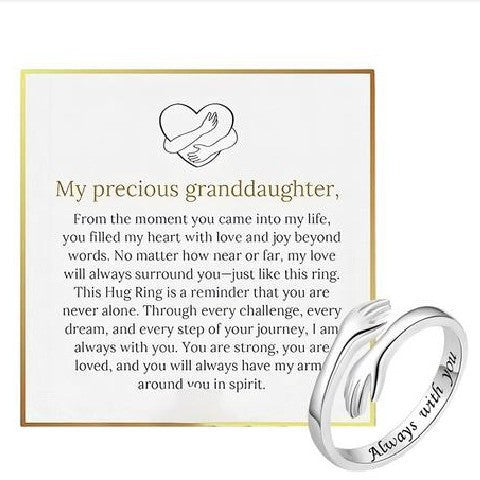 Creative Engraving Love Hug Open Adjustable Couple Hands Hug Ring Direct Sale