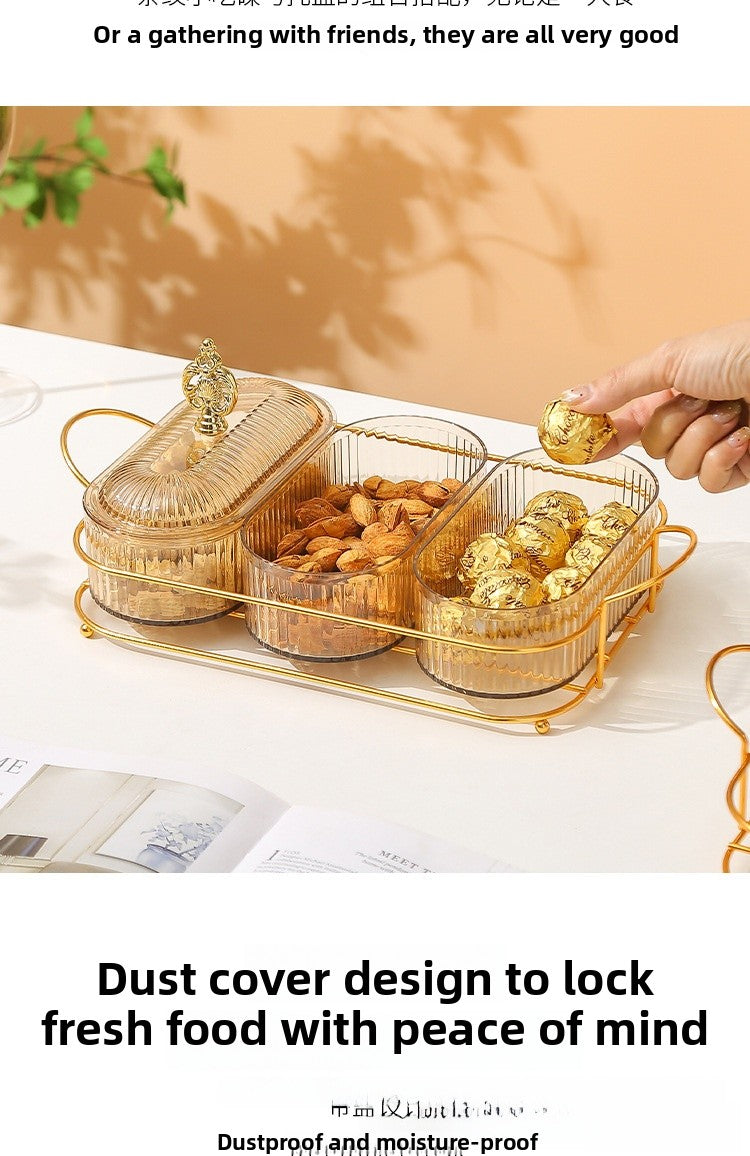 Living Room Household Coffee Table Nut Plate Oval Dish Compartment Plate Snack Plate Dessert Plate Nut Plate Candy Plate