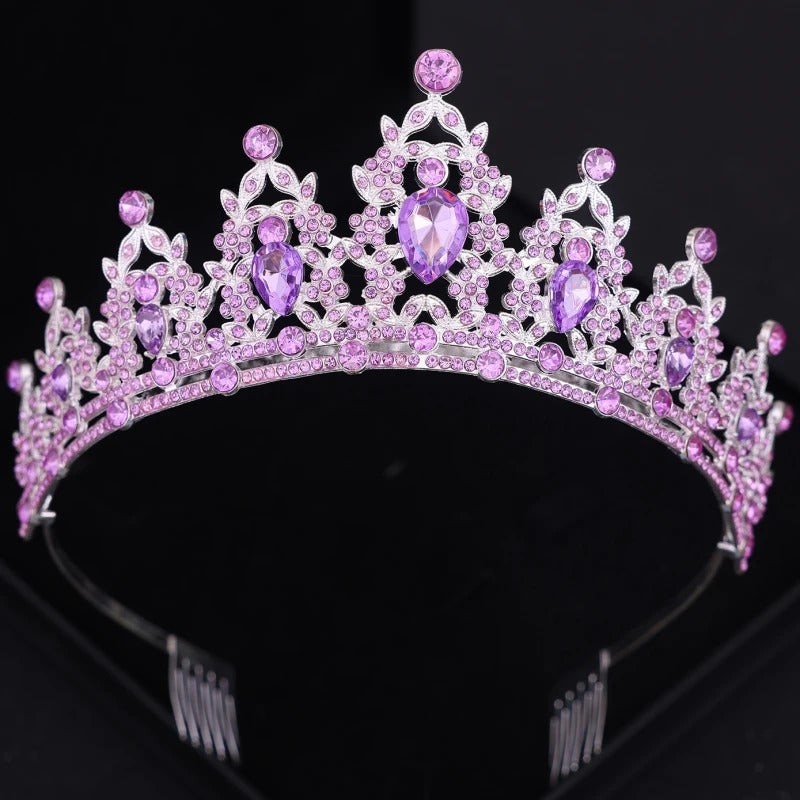 Wedding Hair Tiara Crystal Bridal Tiara Crown Silver Color Diadem Veil Tiaras Wedding Hair Accessories Headpieces Head Jewelry