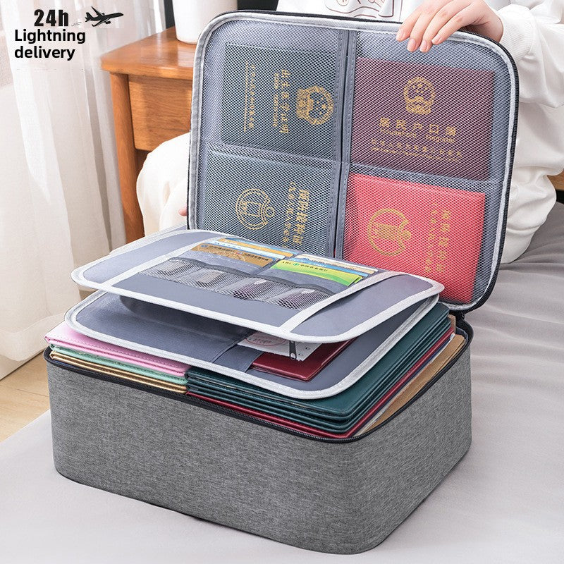 Home Id Storage Bag Large Capacity Household Certificate Passport Card Pack Waterproof Folder File Organizer Storage Bags
