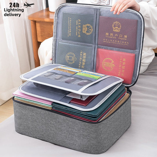 Home Id Storage Bag Large Capacity Household Certificate Passport Card Pack Waterproof Folder File Organizer Storage Bags