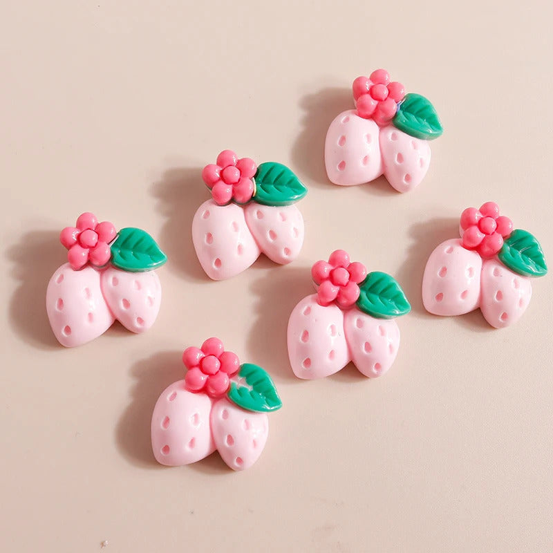 10pcs Mix Cute Mini Fruit Charms Pear Cherry Pineapple Peach Avocado Flat Back Resin Cabochons Scrapbook DIY Jewelry Accessories