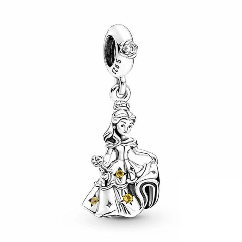 2024 Hot Sale 925 Silver Mermaid Princess Dress Charms DIY Dangle Beads Fit Original Pendant Bracelet Necklace Fashion Jewelry