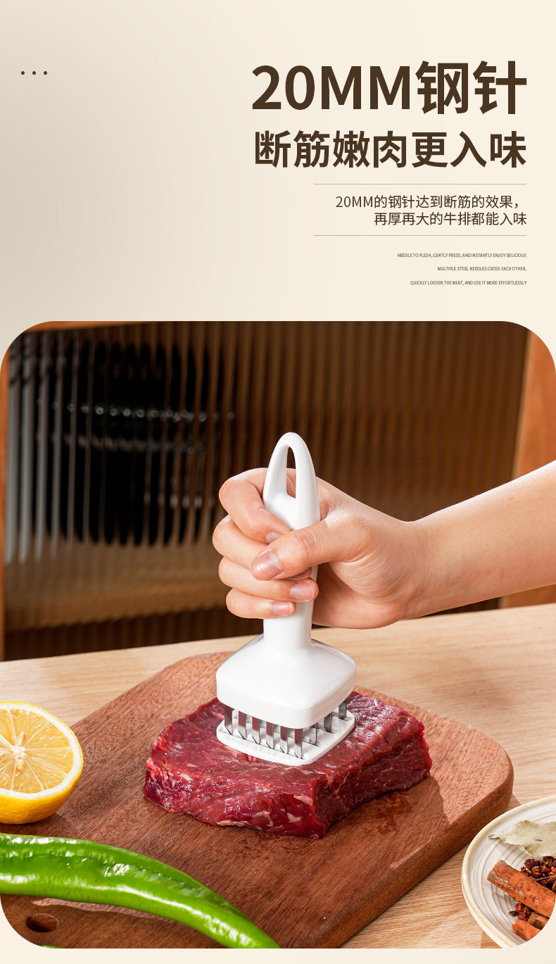 Stainless Steel Automatic Rebound Hammer Meat Tenderizer Needle for Home Kitchen Steak Tenderizing Beef Chicken Flavor Punching Tool