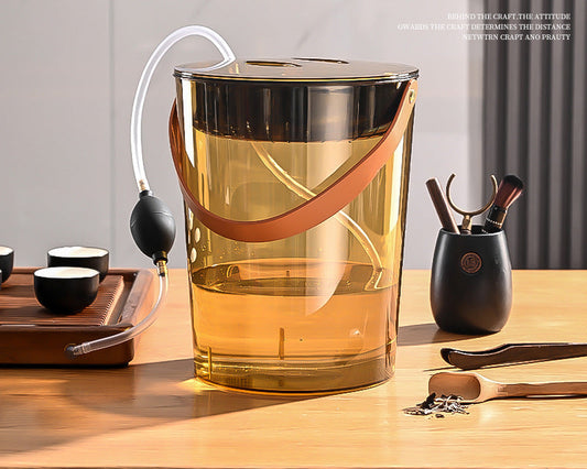 Tea Bucket Office Large Capacity with Strainer Dry Wet Separation Household Table round Portable Transparent Tea Residue Barrel
