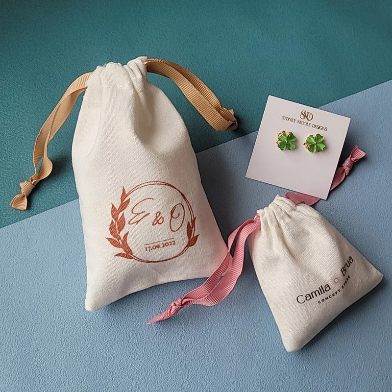 Jewelry Cotton Pouch 5x7cm 7x9cm 11x14cm Perfume Candle Packaging Dust Sack Eyelashes Makeup Drawstring Gift Bags