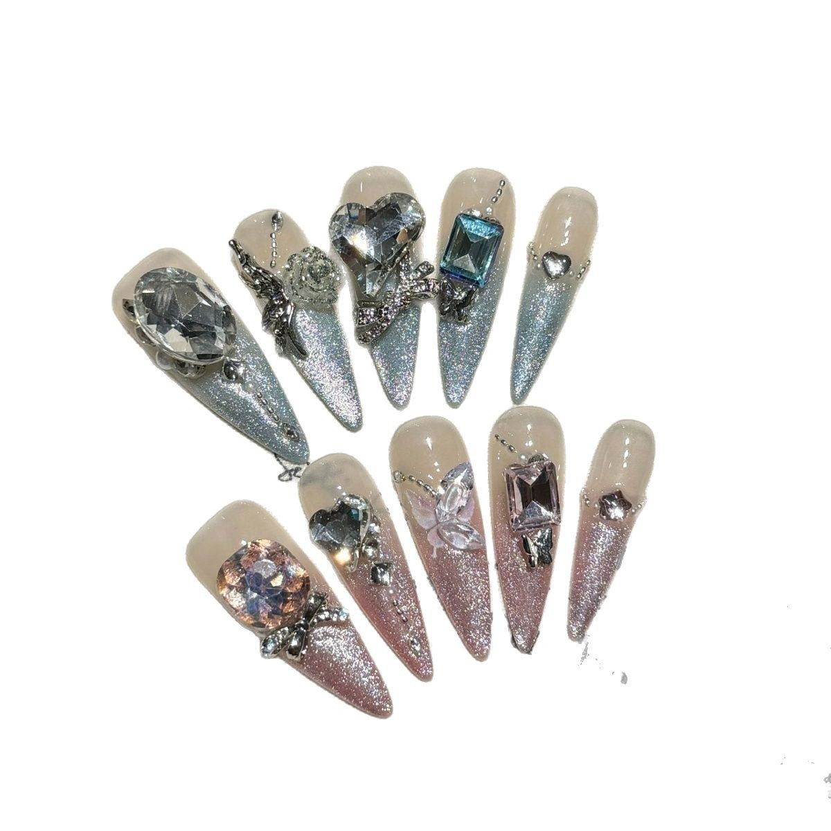 Light Luxury Advanced Handmade Wear Nail Flash Handmade Nail Tip Cat's Eye