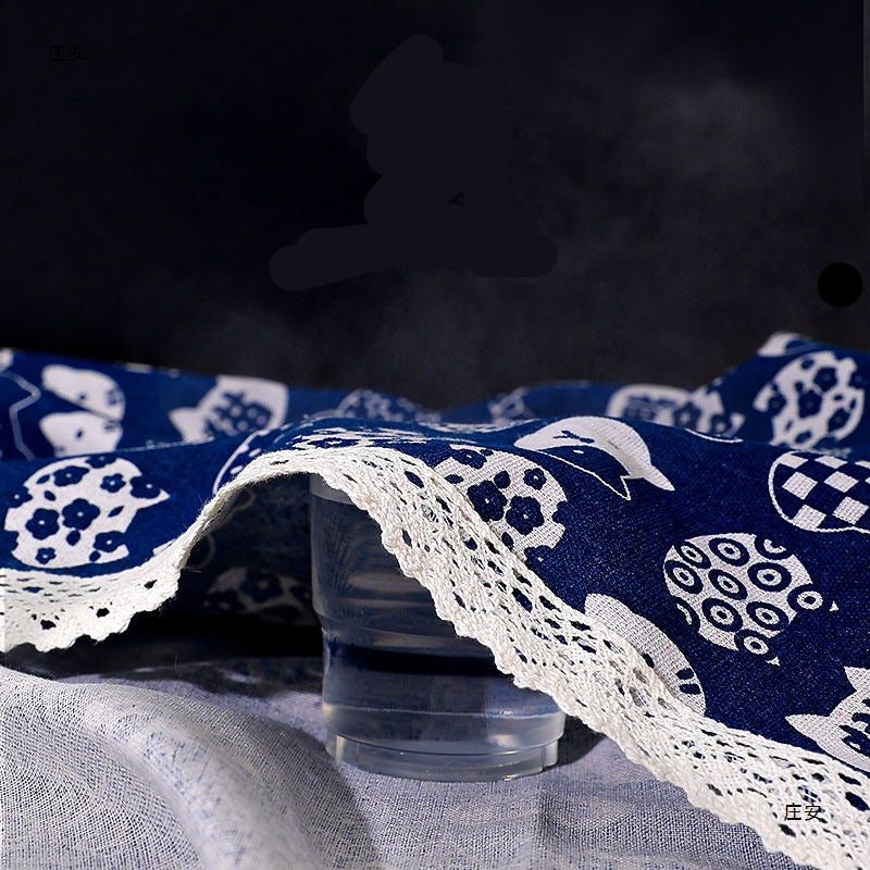 Fresh Cotton and Linen Plaid Tablecloth Coffee Table Dining Table Kindergarten Student Lace Cloth Art Square Picnic Tablecloth