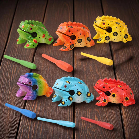 Colorful Wooden Frog Guiro Rasp,Handcrafted Wooden Frog Musical Instrument,African Wooden Frog Rasp Musical Instrument for Adult