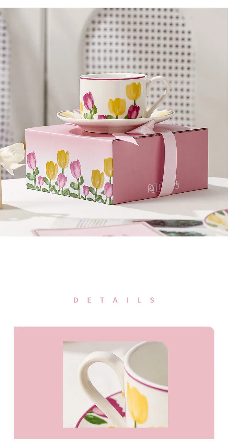 Cute Coffee Cup Set Flower Creative Coffee Cup Korean Style Good Looking Afternoon Tea Coffee Cup A Good Choice For Giving Gift