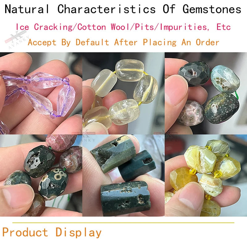 High-Quality Natural Lemon Crystal Conformal Irregular Faceted Loose For Jewelry Making DIY Necklace Bracelet 15''12-15mm