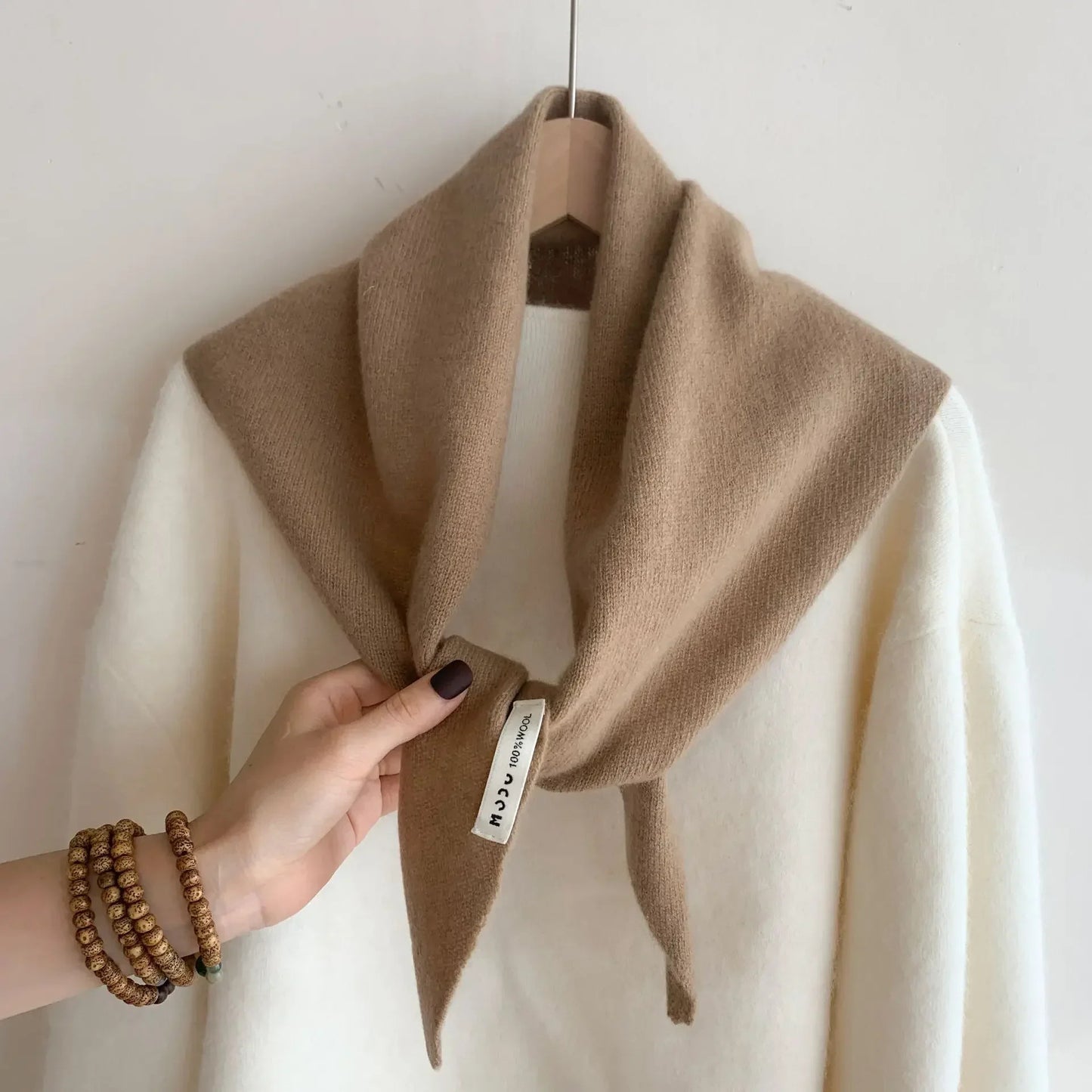 British Korean Triangle Scarf  Niche Wool  Triangular Scarf Women Headscarf Knitted Scarf Multi-functional Warm Knitted Scarf