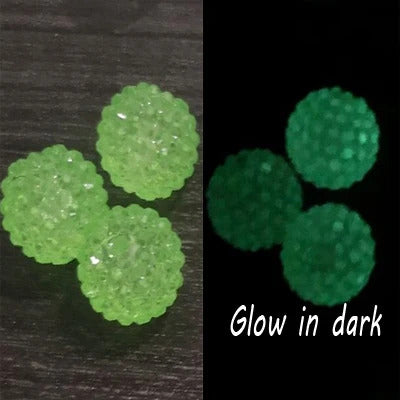 Newest  20mm 100pcs/bag Resin Rhinestone Glow In Dark Beads For Fashion Chunky Jewelry/Necklace