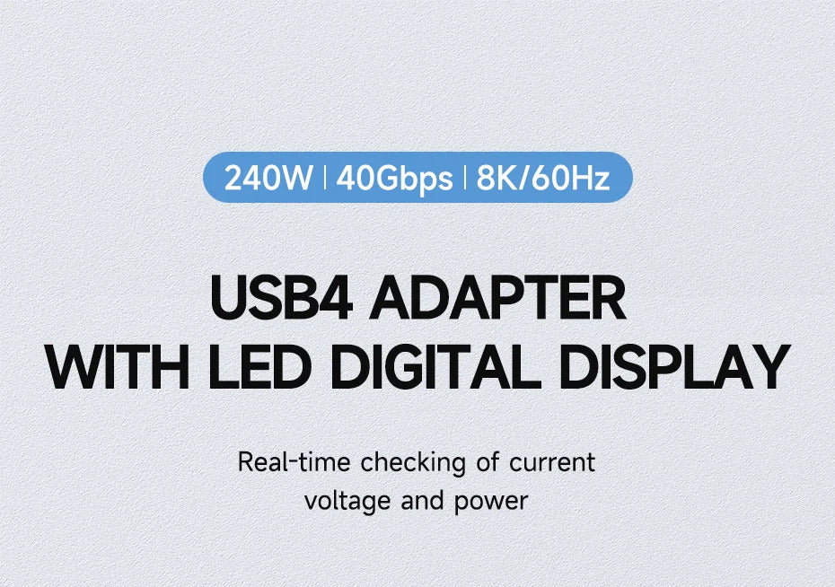 Hagibis LED Display 240W USB C Adapter Type C to USB C USB4 Connector 40Gbps 8K@60Hz for Thunderbolt 4/3 iPhone 16 Macbook Pro