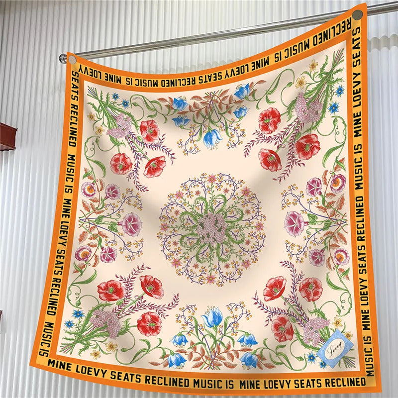 New Year Gift 90cm Large Square Scarf Scarf Women'S Scarves Spring And Autumn Style Fashion Shawl European American Twill Print