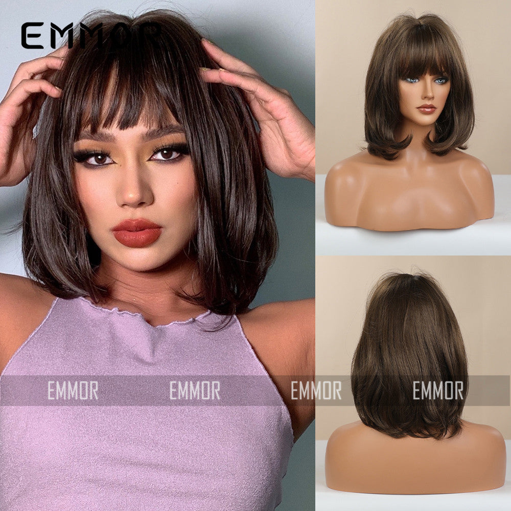 Trendy Hot-Selling Wig for Women, Cute Style, Blonde Bob Short Curly Hair, Factory Stock, Matte High-Temperature Fiber Full Wig