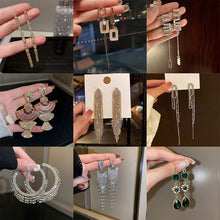 Silver Needle Inlaid with Diamonds and Pearls Flower Tassel Earrings Niche Style Atmosphere Earrings Fashionable Light Luxury High-end Earrings