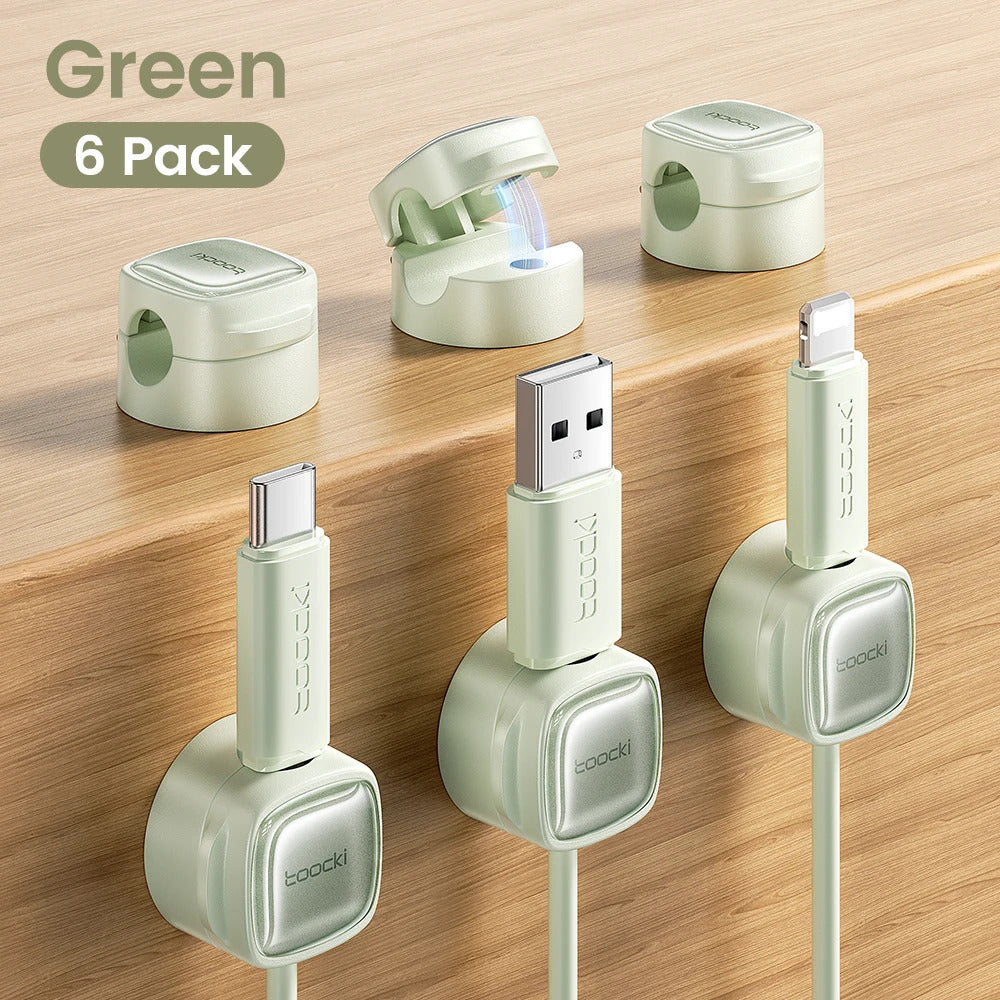 Toocki LX06 Magnetic Cable Clips Under Desk Cable Organizer Management Phone Cable Line Cleaning Magnetic WireKeeper Cord Holder
