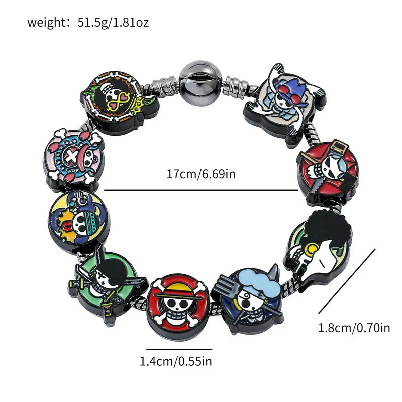 One Piece Anime Monkey D. Luffy Charms Bracelet, Tony Tony, Chopper Skull, DIY Pendant Bangle, Vintage Bracelet