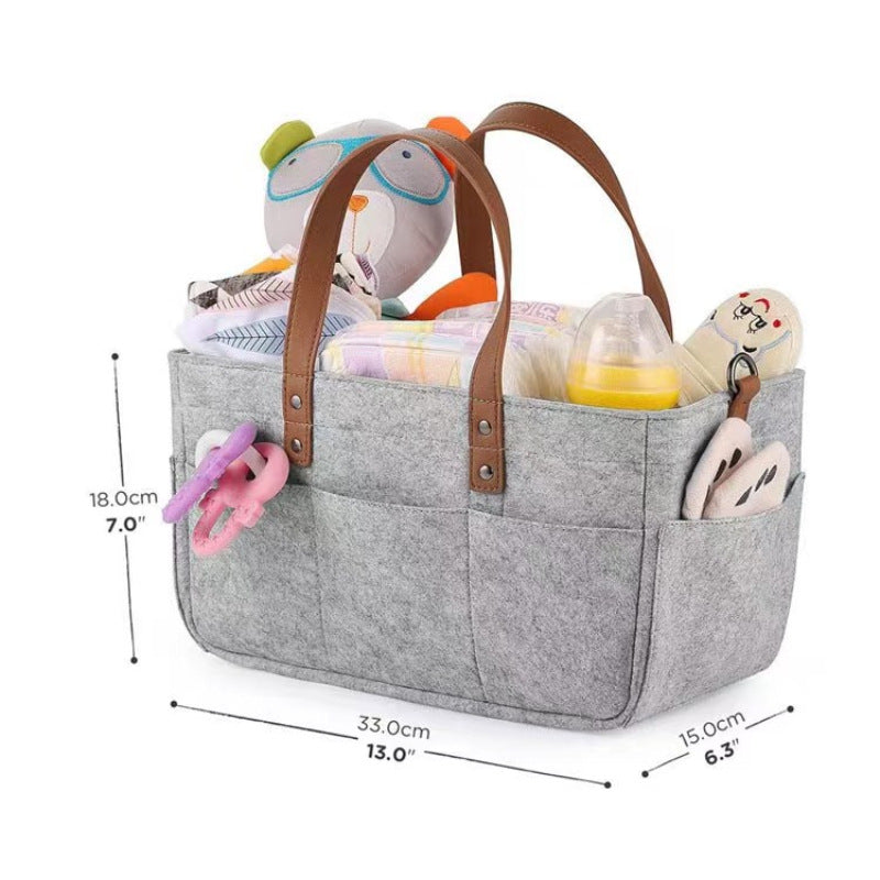 Felt Bag Cross-Border Large Capacity Maternal and Child Supplies Storage Bag Foldable Handbag for Going out Felt Baby Diapers Bag