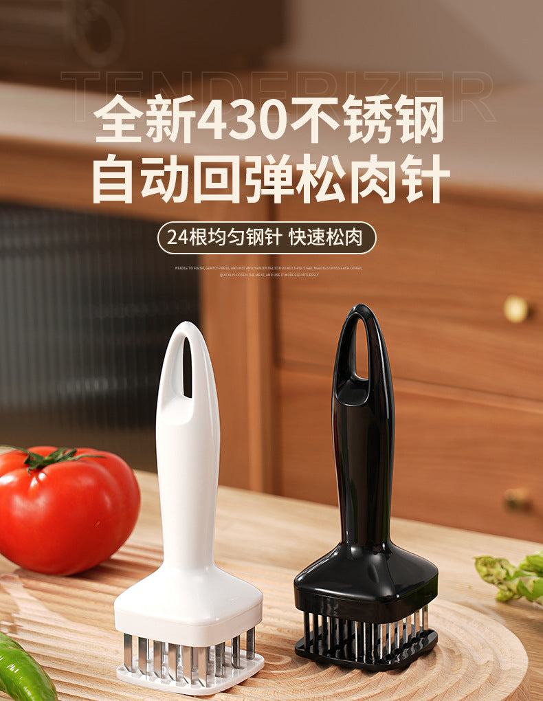 Stainless Steel Automatic Rebound Hammer Meat Tenderizer Needle for Home Kitchen Steak Tenderizing Beef Chicken Flavor Punching Tool
