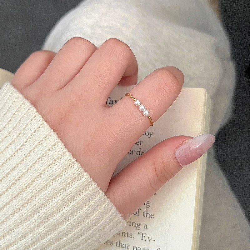 Sand Gold Opening Adjustable Frosted Ring Women's Fashion Sweet Light Luxury Niche Exquisite Ring Ancient Design