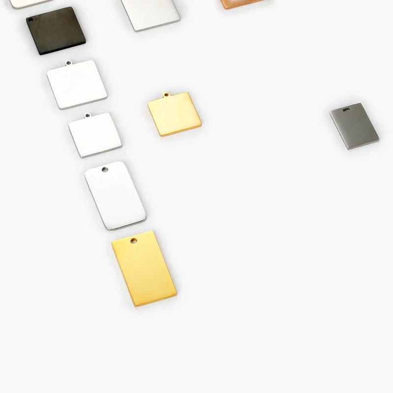20pc stainless steel blank square charm rectangle pendant personalized customization DIY jewelry making