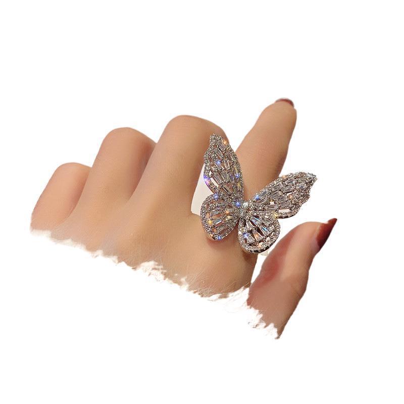 Ring jewelry batch hollow butterfly ring exaggerated ring does not fade jewelry