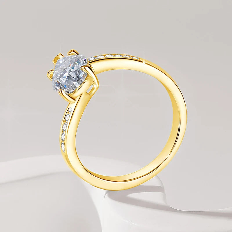 18k Gold Plated Pear Cut Moissanite Rings 3CT 925 Sterling Silver Wedding Band for Women Trendy Engagement Gift Fine Jewelry