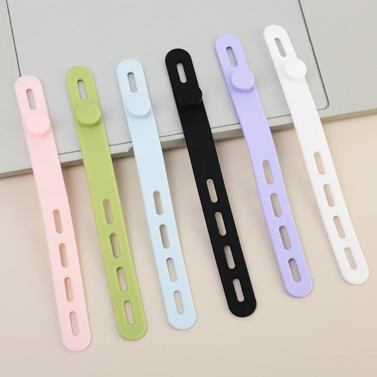 Silicone Cable Winder Charge Line Management Adjustable Straps Lock Cable Tie Straps for Home Office Reusable Data Wire Managers