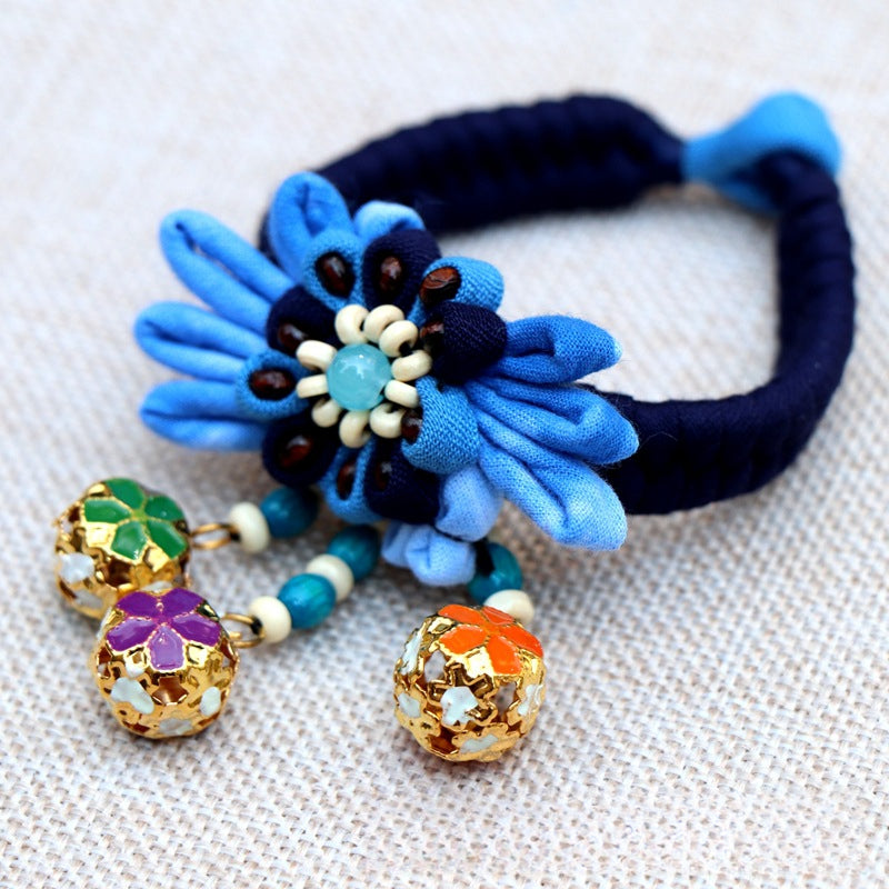 Blue Tie Dye Cloth Bracelet Dali Lijiang Hot Sale Hand-stitched Flower Fabric Bracelet Bracelet