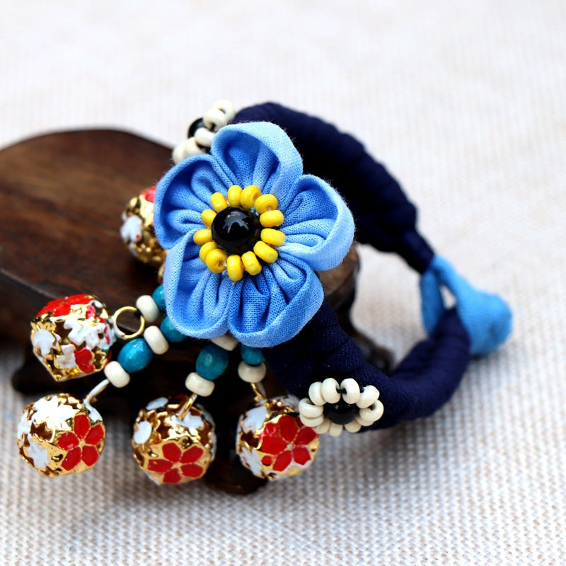 Blue Tie Dye Cloth Bracelet Dali Lijiang Hot Sale Hand-stitched Flower Fabric Bracelet Bracelet