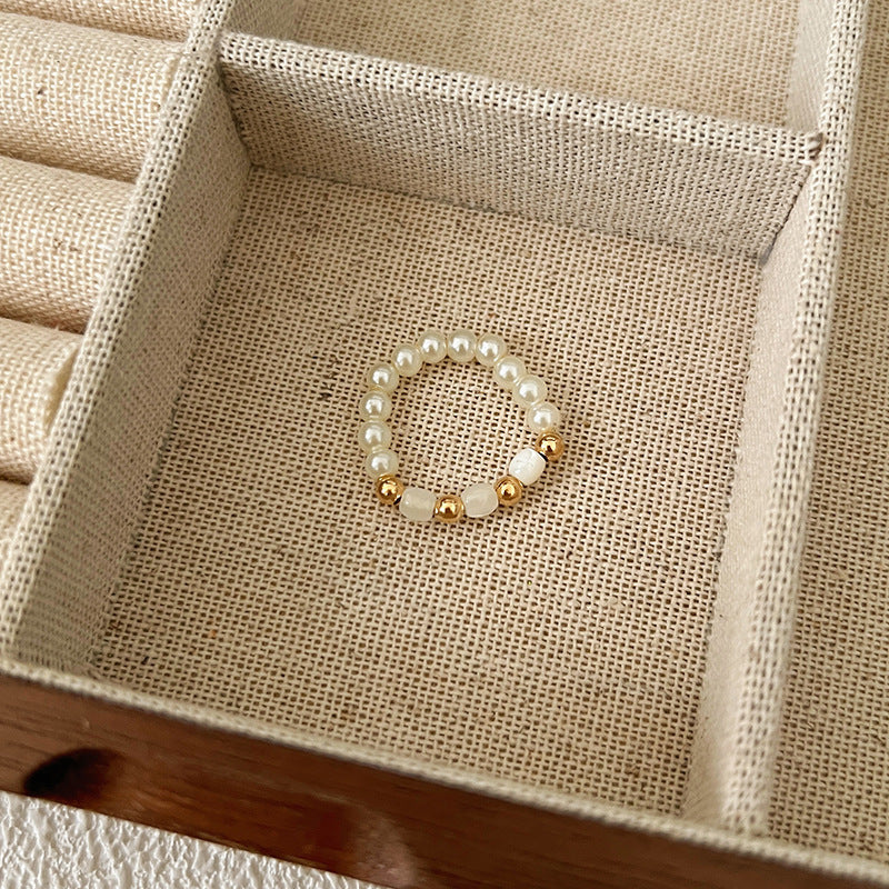 Dopamine Ring for Women, Niche Design, Personalized Beaded Index Finger Ring, High-End Fashion, Colorful Cute Closed Ring