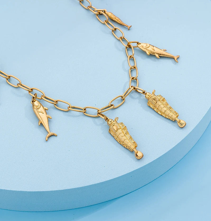 Cute Sea whale Necklace Pendant Chain Fish Fashion Jewelry Chic Mermaid Tassel Conch Dangle Choker Ocean Beauty Accessory