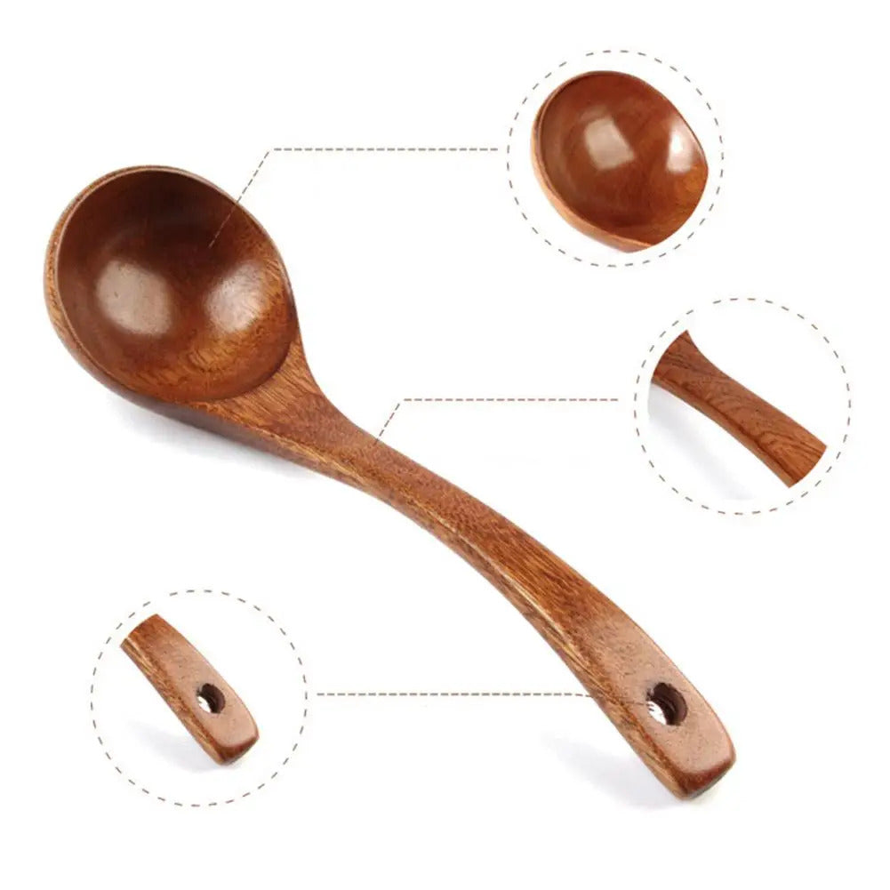 Long Handled Teak Tableware Wood Spoon Shovel Spatula Accessories Skimming Wooden Soup Kitchen Tool Spoon Cooking A2S8