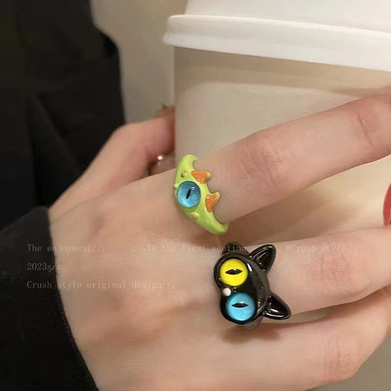 Funny Little Monster Ring Childlike Cute One-Eyed Ins Student Children Girlfriends Couple Gifting New