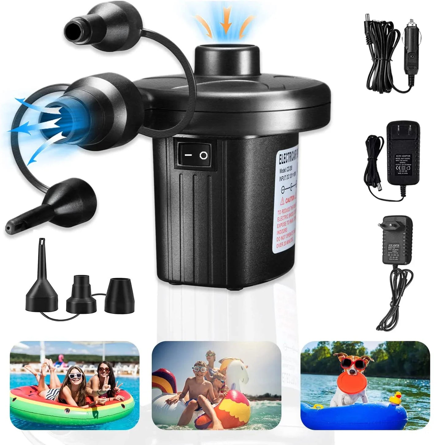 Outdoor Quick Air Pump Electric Air Cushion Camping Pump Portable Mini Air Mattress Swimming Pool Inflatable Blower Syringe