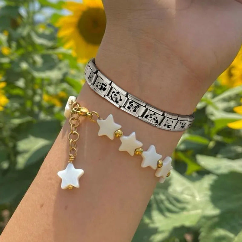 Fashion Pet Heart Flowers Sun Moon Zircon Gold Color Italian Charm Links Stainless Steel Fit 9mm Bracelet Jewelry DIY Making